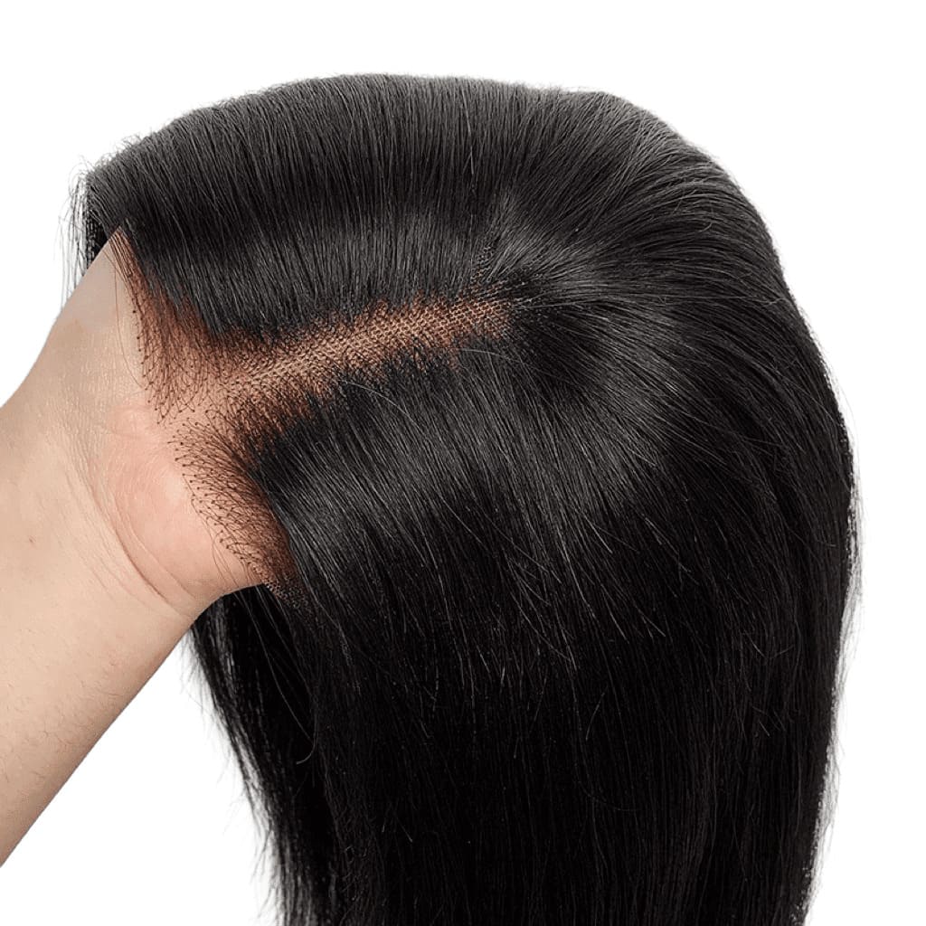 Black 13x4 Front Lace Short Yaki Straight Human Hair Bob Wig