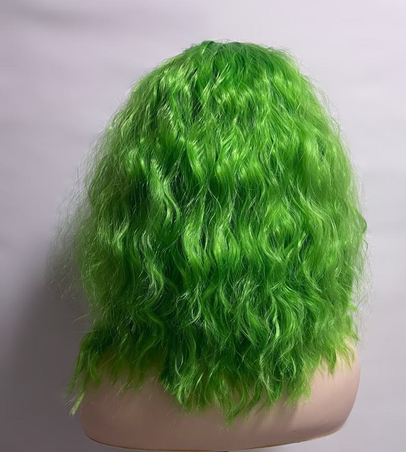 Shoulder Length Lemon Green Deep Wave 13x4 Front Lace Wig