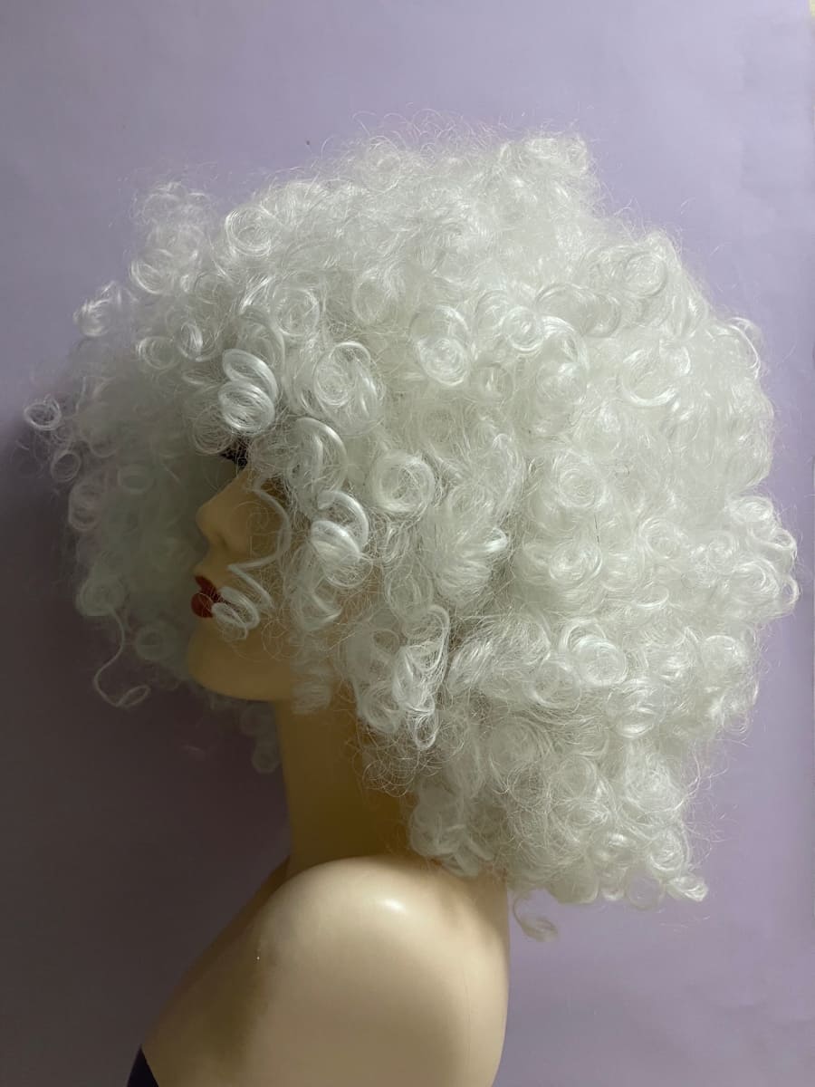 White Long Afro Kinky Curly Wig for Afro American Women