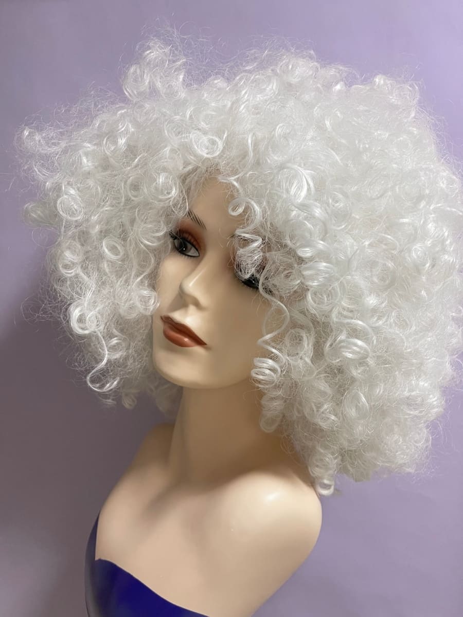 White Long Afro Kinky Curly Wig for Afro American Women