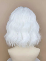 White Short Water Wave Lolita Bob Wig with Bangs