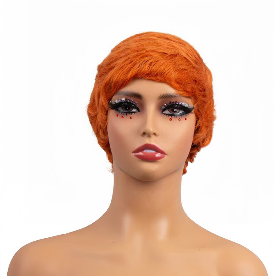 ginger pixie cut human hair wig