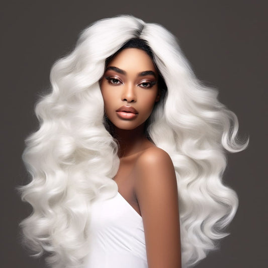 white long curly wavy wig