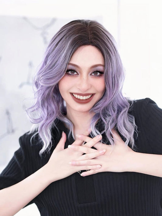 ombre purple front lace wavy wig