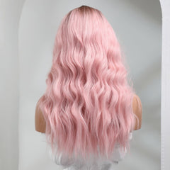 22'' Long Ombre Blonde & Pink Front Lace Loose Wave Wig