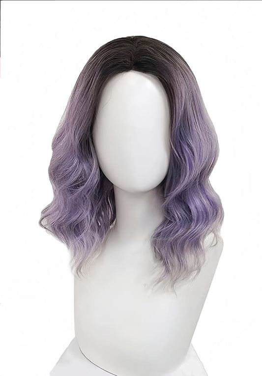 ombre purple front lace wavy wig